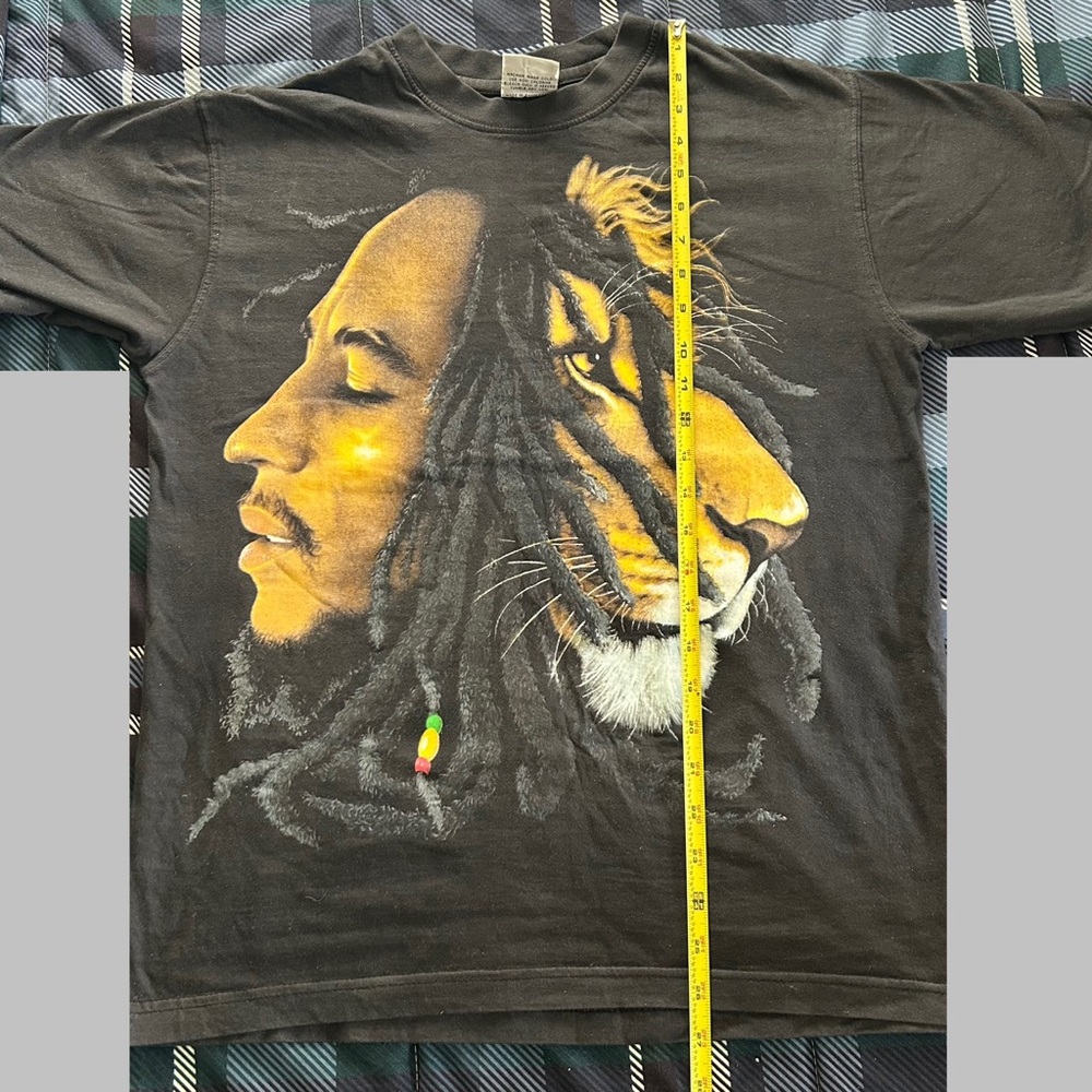 INC International Concepts Black T-Shirt with Yellow Graphic Bob Marley